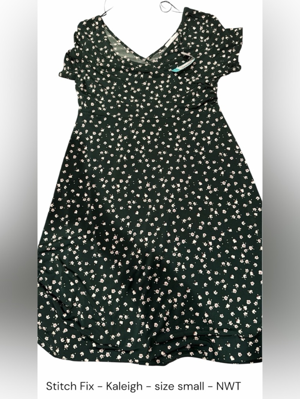 Women’s Stitch Fix Kaleigh Dark Green Floral Dress - nursing friendly NWT